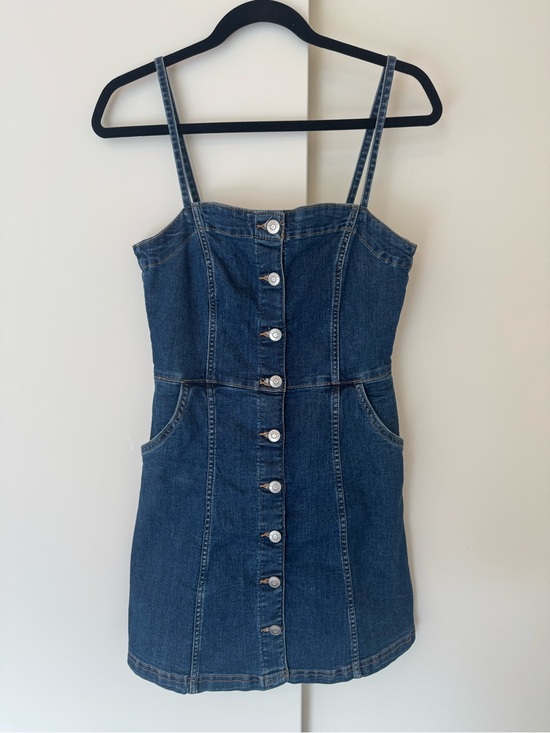 H&M Dresses & Skirts - H&M Dark Blue Denim Button-Front Mini Dress